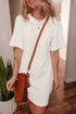 Everyday Essential Solid Drop Shoulder Cotton T Shirt Mini Dress